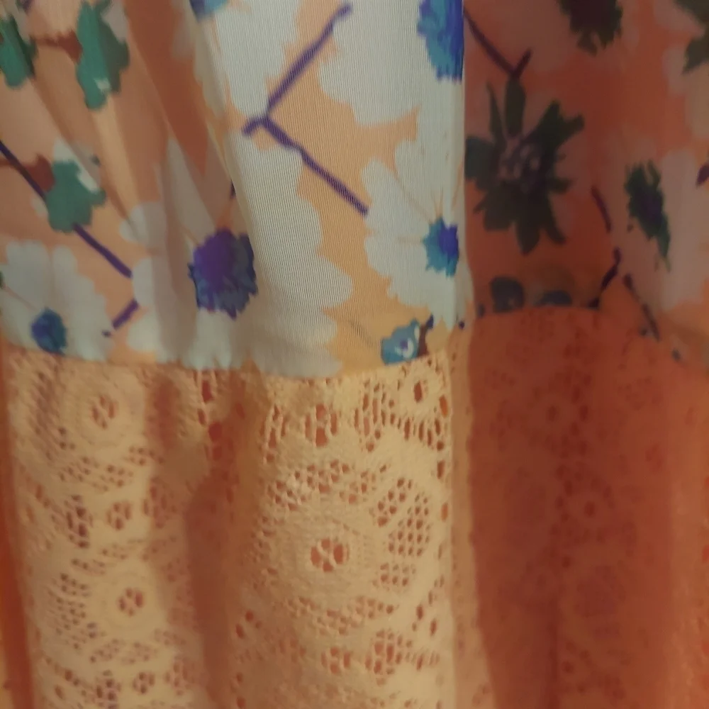 Xhilaration Girls Size 7/8 Maxi Dress Peach, Lace with Floral Design NWOT